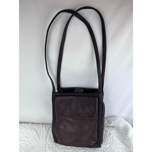 Fossil Handbags - Fossil Brown Leather Small Pebbled Travel Lightweight MInimalist Purse Handbag